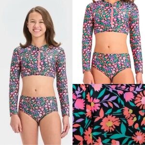 Target’s Art Class Floral Long Sleeve Kids Swim Set, Size 14